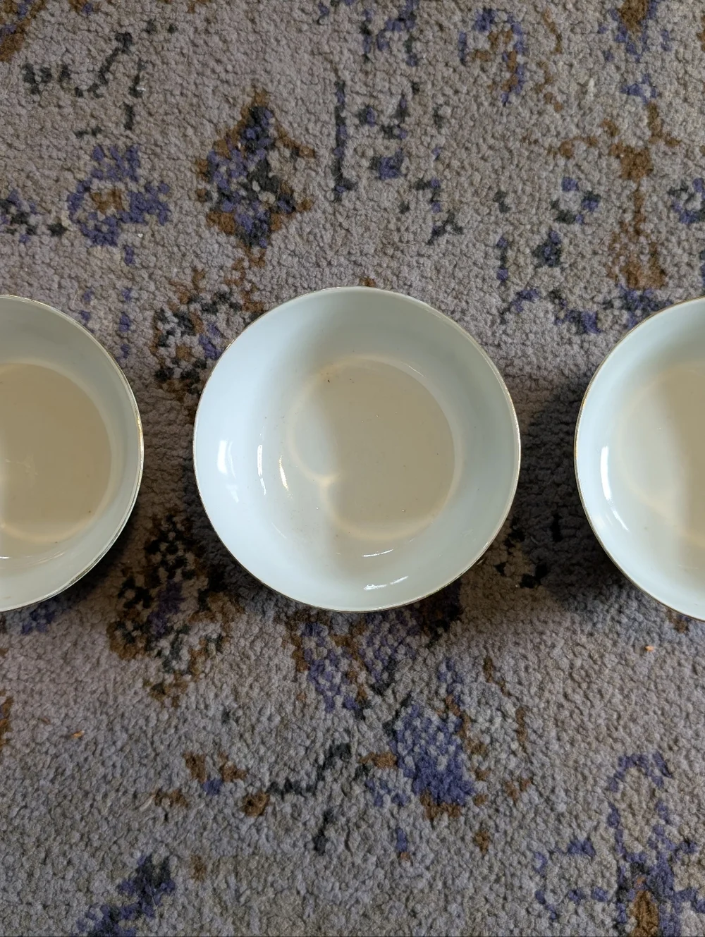 Vintage Double Happy Fine China Rice Bowls Set Of 3 Chinese Figures Gold Accents